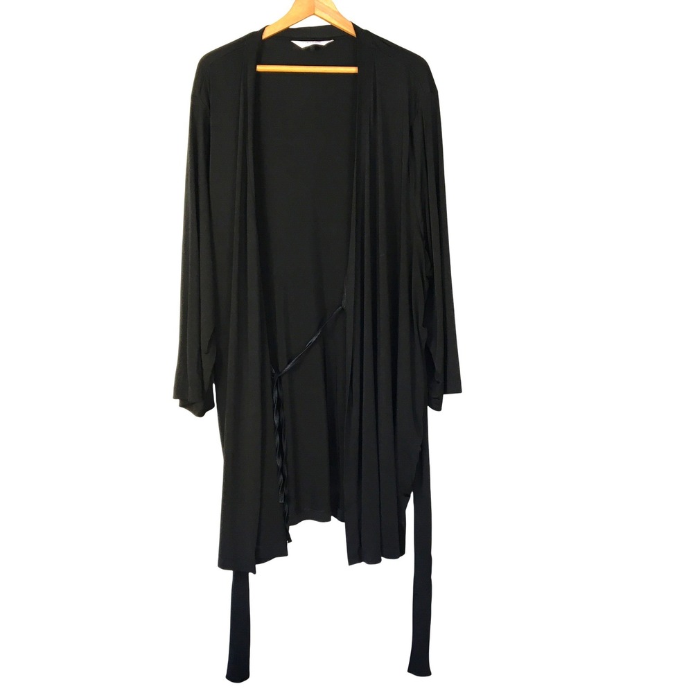 Cacique Intimates Classic Black‎ Wrap Robe Plus Size 22 24